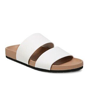 VINCE Women's Georgie Leather Slides Size 5.5M In White/Nude